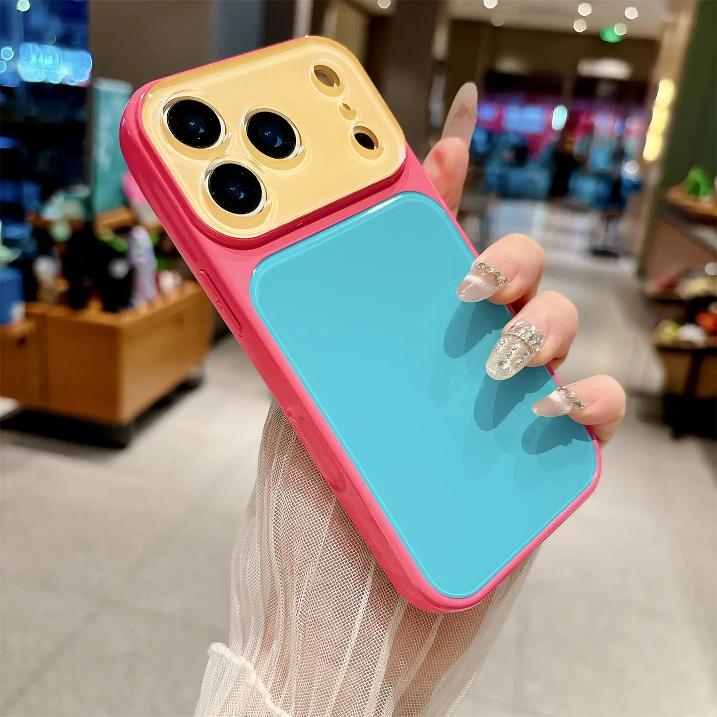 Vibrant Candy Contrast Color Phone Case for iPhone 17 Pro Max, 16, 15, 14 - Full Lens Protection with Shockproof TPU+PC Acrylic Design