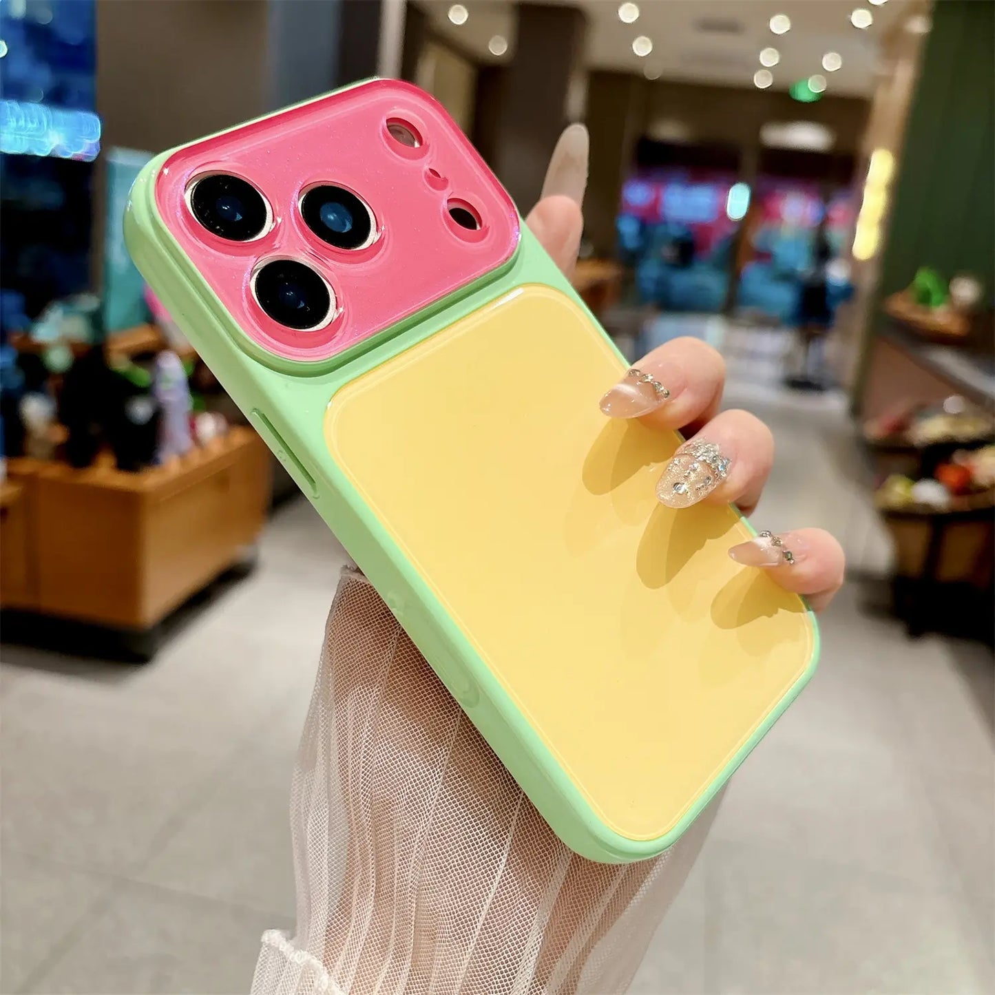Vibrant Candy Contrast Color Phone Case for iPhone 17 Pro Max, 16, 15, 14 - Full Lens Protection with Shockproof TPU+PC Acrylic Design
