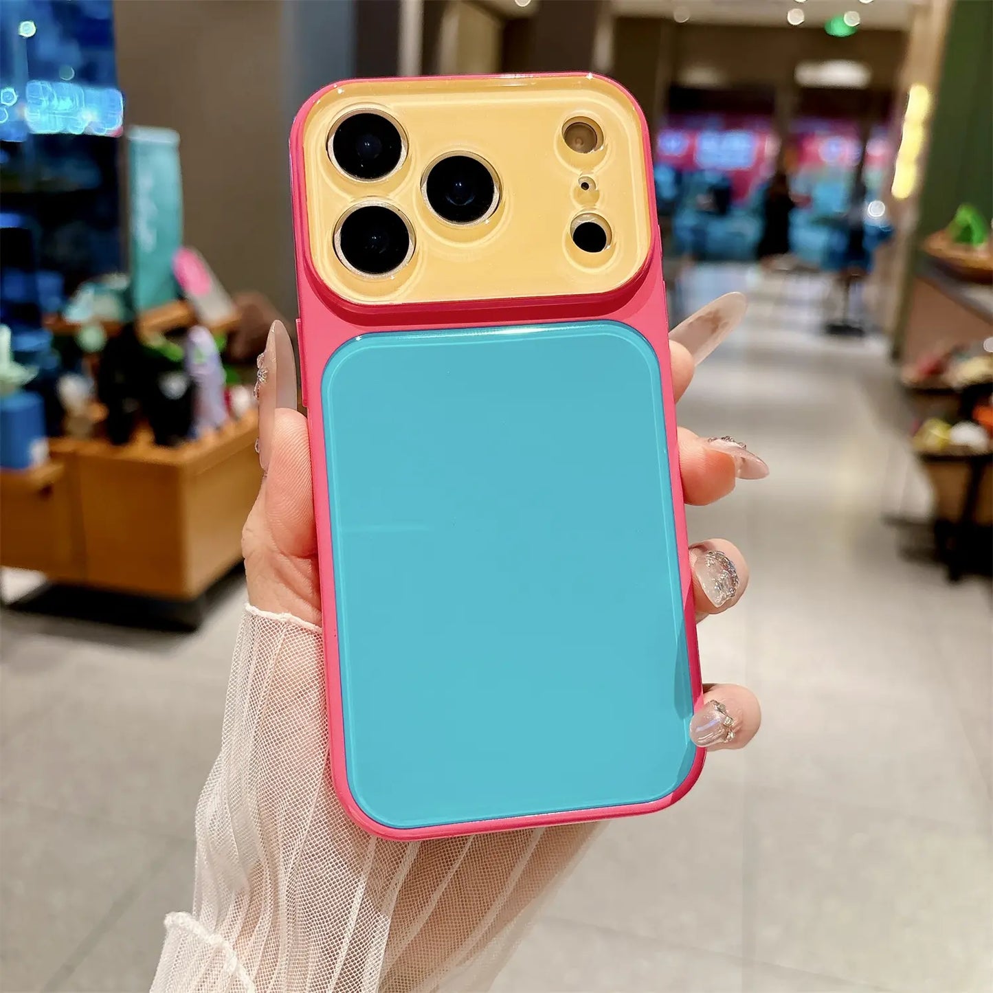 Vibrant Candy Contrast Color Phone Case for iPhone 17 Pro Max, 16, 15, 14 - Full Lens Protection with Shockproof TPU+PC Acrylic Design