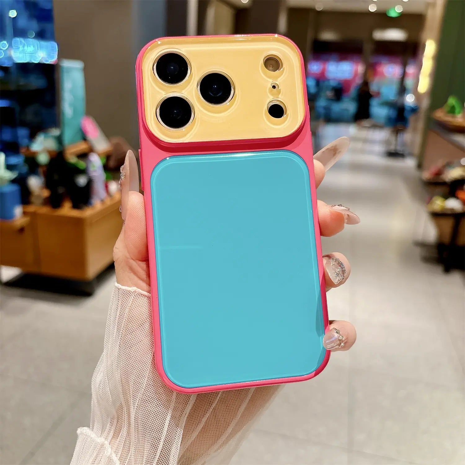 Vibrant Candy Contrast Color Phone Case for iPhone 17 Pro Max, 16, 15, 14 - Full Lens Protection with Shockproof TPU+PC Acrylic Design