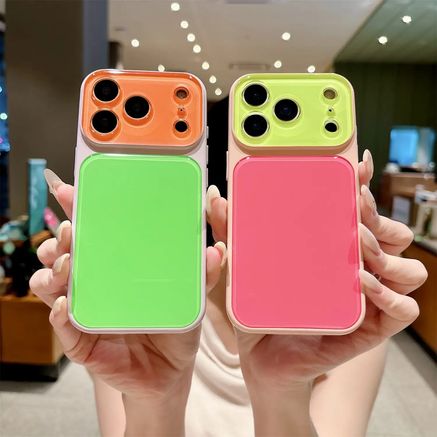 Vibrant Candy Contrast Color Phone Case for iPhone 17 Pro Max, 16, 15, 14 - Full Lens Protection with Shockproof TPU+PC Acrylic Design