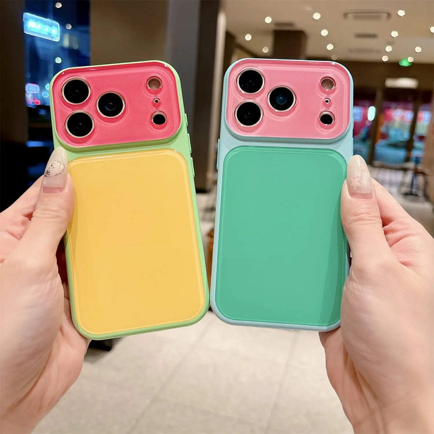 Vibrant Candy Contrast Color Phone Case for iPhone 17 Pro Max, 16, 15, 14 - Full Lens Protection with Shockproof TPU+PC Acrylic Design