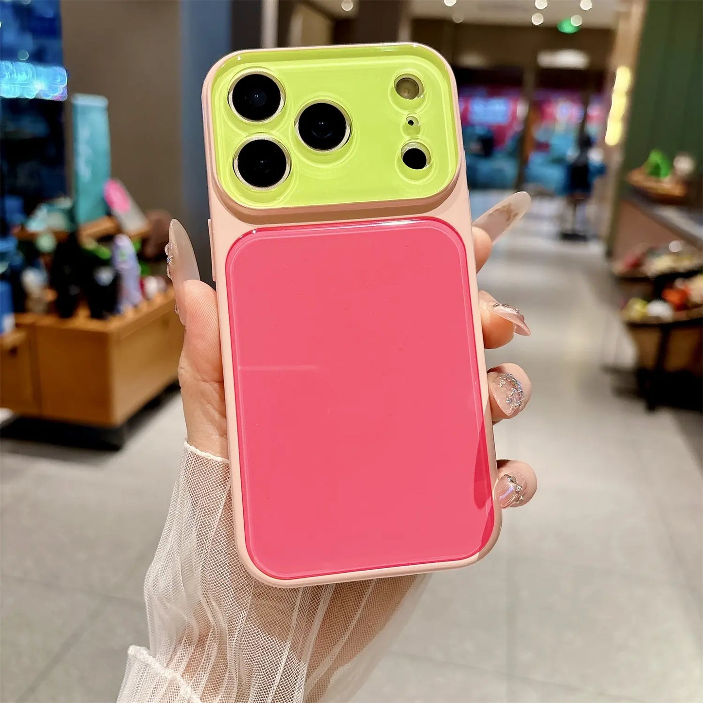 Vibrant Candy Contrast Color Phone Case for iPhone 17 Pro Max, 16, 15, 14 - Full Lens Protection with Shockproof TPU+PC Acrylic Design