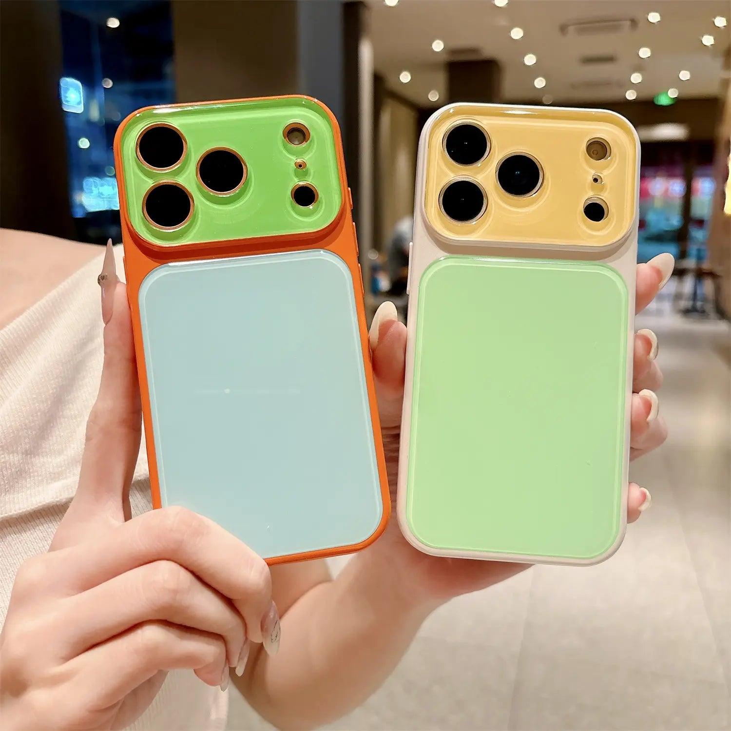 Vibrant Candy Contrast Color Phone Case for iPhone 17 Pro Max, 16, 15, 14 - Full Lens Protection with Shockproof TPU+PC Acrylic Design